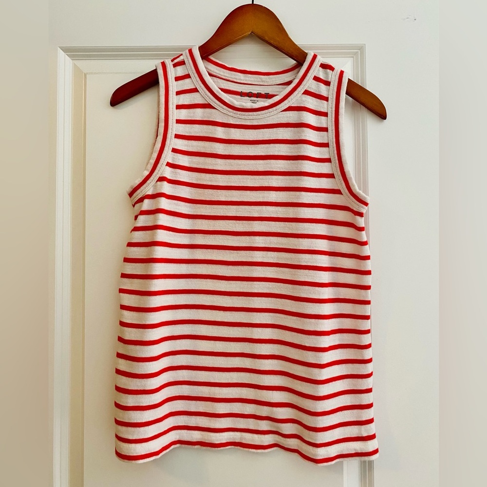 LOFT 100% cotton red and white striped tank